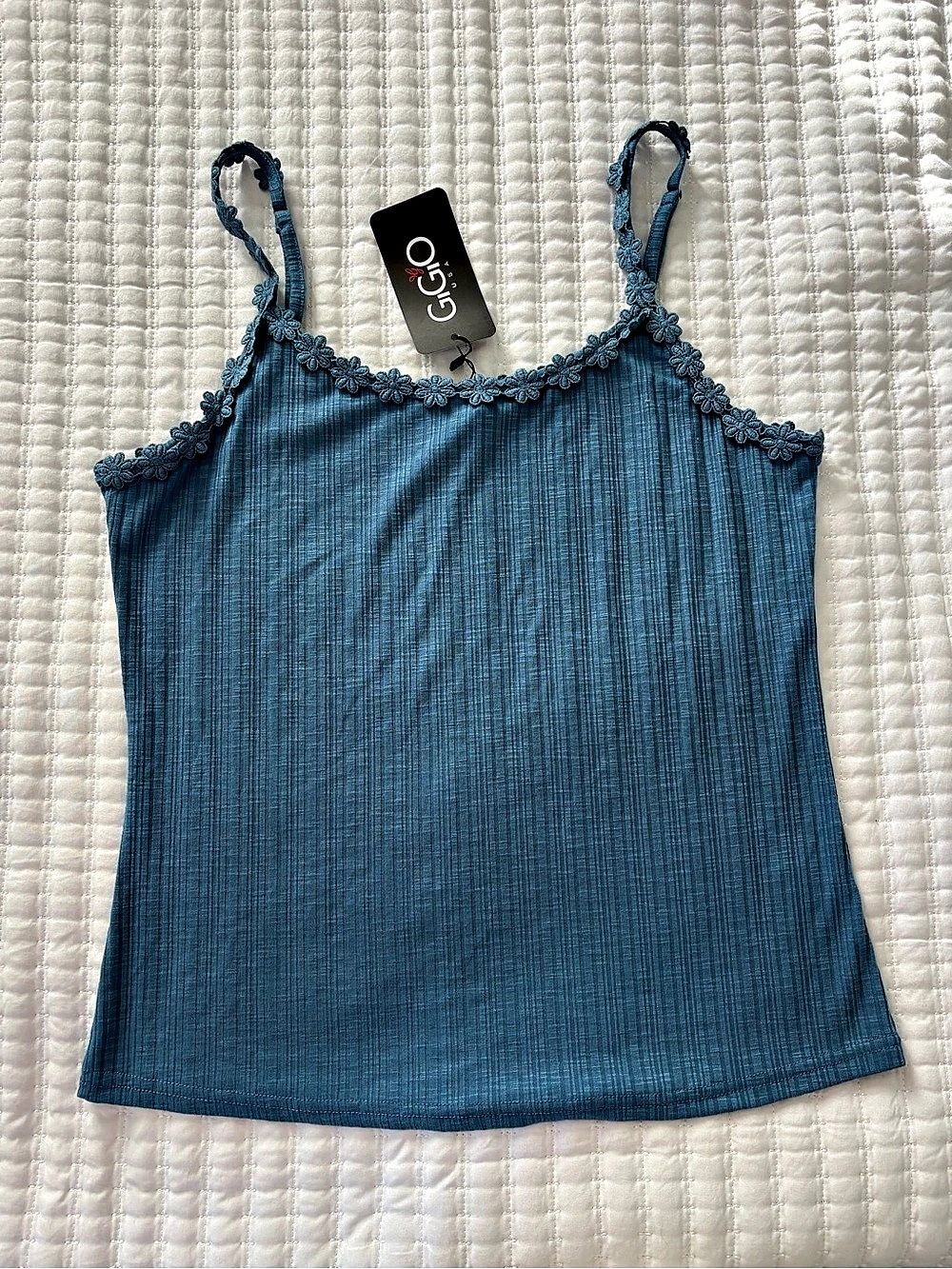 GiGiO No Such Thing Tank Top Tank Top in Blue Size Large NWT